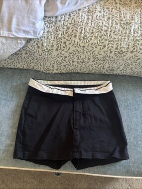 Black High-Waist Shorts with White Trim